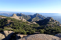 El lado oriental del macizo de Montserrat visto desde la Miranda de Sant Jeroni.