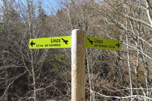 Poste indicador situado justo en el punto donde empieza la pista forestal.