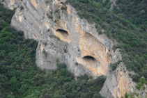 Curiosas cuevas que se han formado en la roca calcárea.