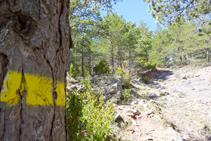 Señalización del camino en el collado de Cristià.