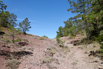 Tierras rojizas en la vertiente norte del Tossal del Quer.