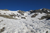 Inicio de la cresta de Espadas: pico Pavots, collado de Pavots y pico Espadas.