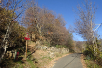 Dejamos la pista asfaltada y tomamos un sendero que sale hacia la izquierda.