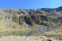 Lago del Estanyó y el circo de montañas que lo rodean.