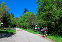 Dejamos la pista y tomamos el sendero señalizado que sale a la derecha.