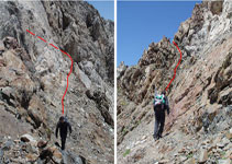 Escapatoria del Paso del Caballo por la vertiente S. Habrá que extremar la atención pues la roca está un poco descompuesta.