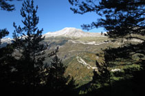 Alguna claro que hay entre el denso bosque nos permite disfrutar del paisaje que nos rodea.